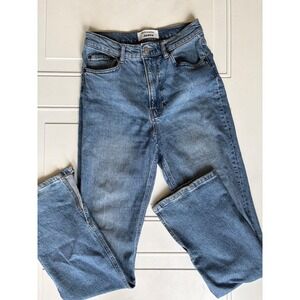Reformation Jeans Palermo High Rise Straight Leg Split Hem Blue Denim Size 25